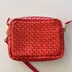 Clare V woven midi sac bag in Red